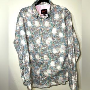 Egara NON-IRON Button Up Long Sleeve Shirt Mens XL Modern Fit Stretch Pastel